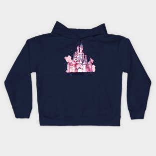 Watercolor Pink Castle Magical Princess Castle Magic Kingdom Kids Hoodie